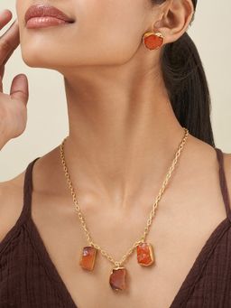 Teejh - Seraya Brown Natural Stone Jewellery Set