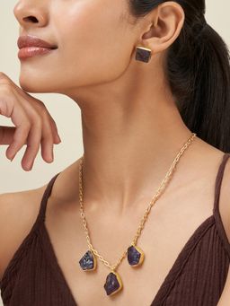 Teejh - Seraya Purple Natural Stone Jewellery Set