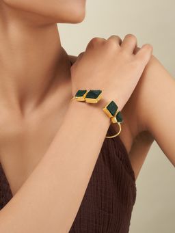 Teejh - Vyana Dark Green Natural Stone Bracelet