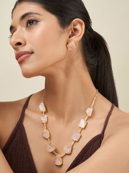 Teejh - Zaaina Pink Natural Stone Jewellery Set