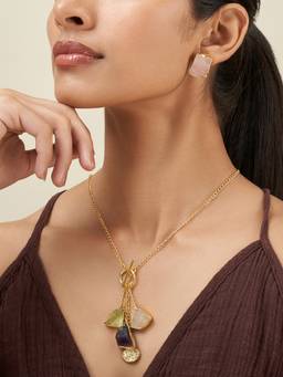Teejh - Zarika Multicolour Natural Stone Jewellery Set