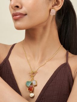 Teejh - Zarika Multicoloured Natural Stone Jewellery Set