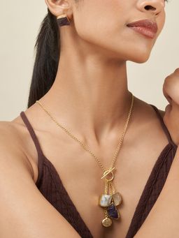 Teejh - Zarika Multicoloured Natural Stone Jewellery Set