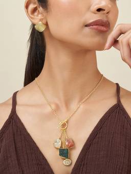 Teejh - Zarika Multicoloured Natural Stone Jewellery Set