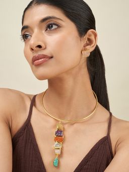 Teejh - Anira Multicoloured Natural Stone Jewellery Set