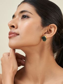 Teejh - Elira Dark Green Natural Stone Earrings