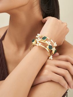 Teejh - Amiraani Dark Green Natural Stone Bracelet