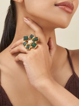 Teejh - Veyna Dark Green Natural Stone Ring