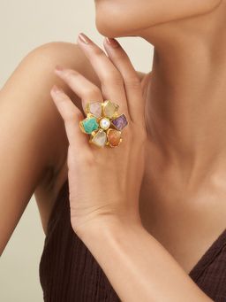 Teejh - Veyna Multicoloured Natural Stone Ring