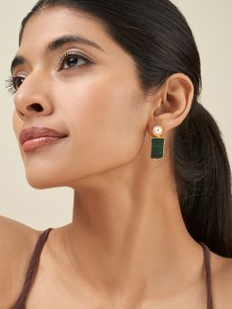 Teejh - Liora Dark Green Natural Stone Earrings