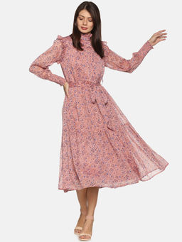 IS.U - Pink Shimmer Tiered Midaxi Dress