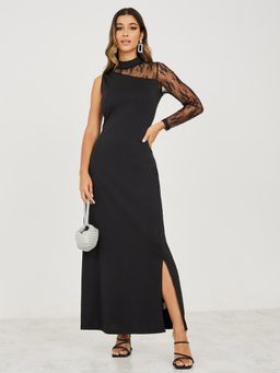 Styli - Black Lace A Line Maxi Dress