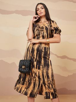 Styli - Multi Color Printed A Line Midi Dress