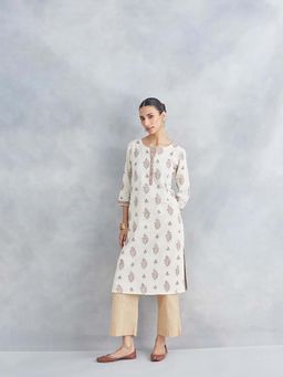 Fabindia - Natural Cotton Hand Block Printed Long Kurta