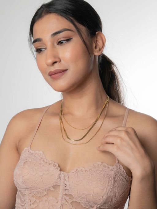 White Lies Triple Layer Snake Chain - 18k Gold Plated