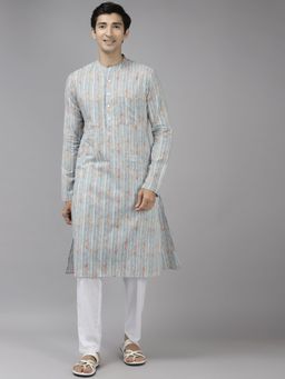 See Designs - Men Multicolored Printed Pure Cotton Straight Kurta
