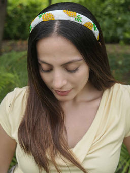 Hair Drama Co. - Pineapple Embroidered Hairband - Yellow