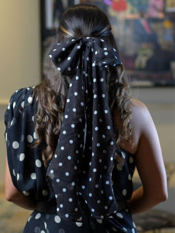 Hair Drama Co. - Oversized Polka Hair Bow - Black and White