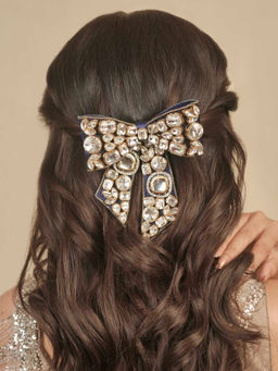 Hair Drama Co. - Blue Embellished Kundan Hair Clip