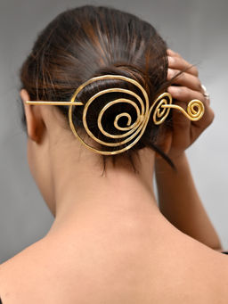 Silvermerc Designs - Women Gold Spiral Hair Hair Stick