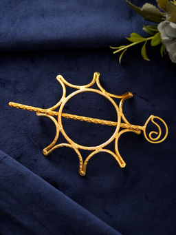 Silvermerc Designs - Women Golden Brass Metal Hair Barrette with Stick