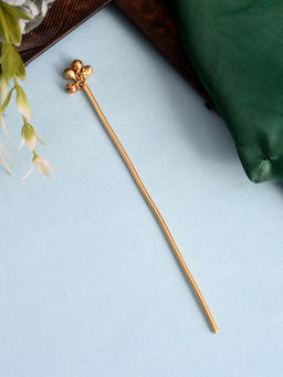 Silvermerc Designs - Women Gold Ghungroo Beads Hair Stick