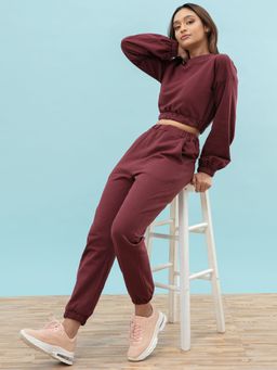 Twenty Dresses by Nykaa Fashion - XXD Basics Maroon The Chill Vibe Sweatshirt