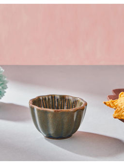 Fabindia - Green Phulwari Ceramic Chutney Bowl