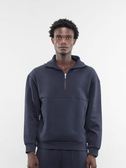 PANGOLIN - Men Navy Blue Quarter Zip Sweatshirt