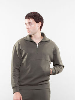 PANGOLIN - Men Olive Quarter Zip Sweatshirt