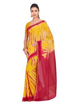 Mimosa - Chiffon Yellow Saree With Blouse Piece