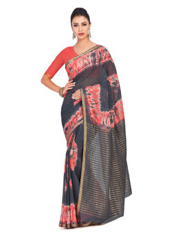 Mimosa - Chiffon Grey Saree With Blouse Piece