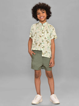 Mi Arcus - Green Short Sleeves Shirt with Shorts for Boys (Set of 2)