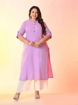 Desi Noor - Plus Size Solid Lavender Kurta