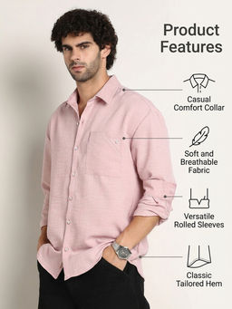 CAHOOT - Men Pink Solid Casual Shirt
