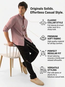 The Souled Store - Originals Solids Soft Pink Men's Shirt