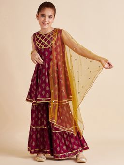 Cherry & Jerry - Girls Printed Kurta and Sharara with Dupatta (Set of 3)