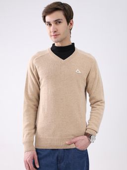 Monte Carlo - Khaki Solid Full Sleeve Pullover Sweater