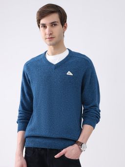 Monte Carlo - Teal Solid Full Sleeve Pullover Sweater