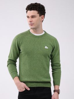 Monte Carlo - Green Solid Full Sleeve Pullover Sweater