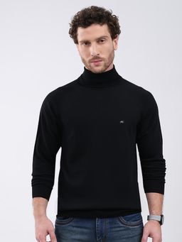 Monte Carlo - Black Solid Full Sleeve Pullover Sweater