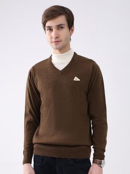 Monte Carlo - Brown Solid Full Sleeve Pullover Sweater