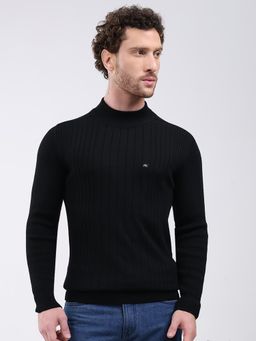 Monte Carlo - Black Solid Full Sleeve Pullover Sweater