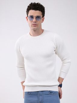 Monte Carlo - White Full Sleeve Pullover Sweater