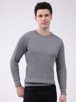 Monte Carlo - Grey Full Sleeve Pullover Sweater