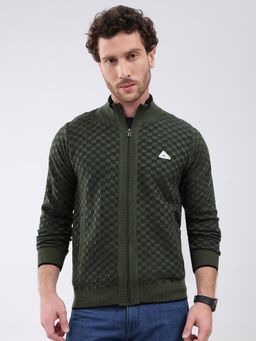 Monte Carlo - Olive Full Sleeve Zipper Sweater