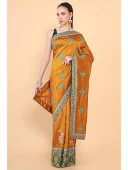 Soch - Women Mustard Silk Saree with Unstitched Blouse