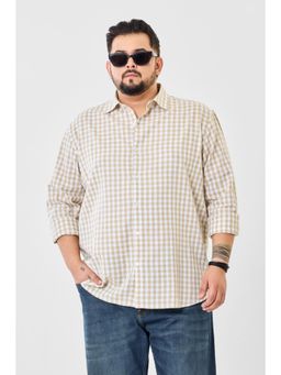 Snitch - Beige Checks Plus Size Shirt for Men