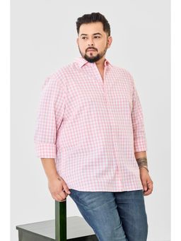 Snitch - Pink Checks Plus Size Shirt for Men