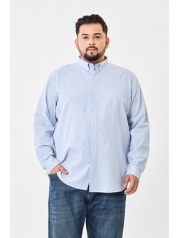 Snitch - Blue Micro Check Plus Size Shirt for Men